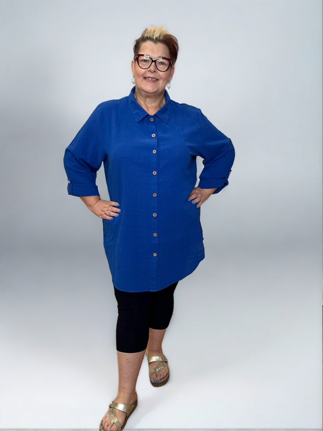 Evening Blue Mieke Shirt by Ezzewear (available in plus sizes)