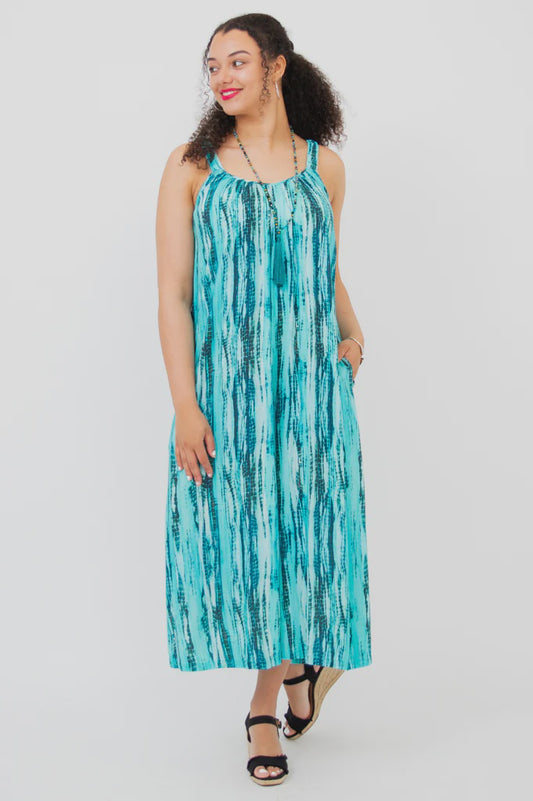 Joanna Jumpsuit-Teal Tie Dye