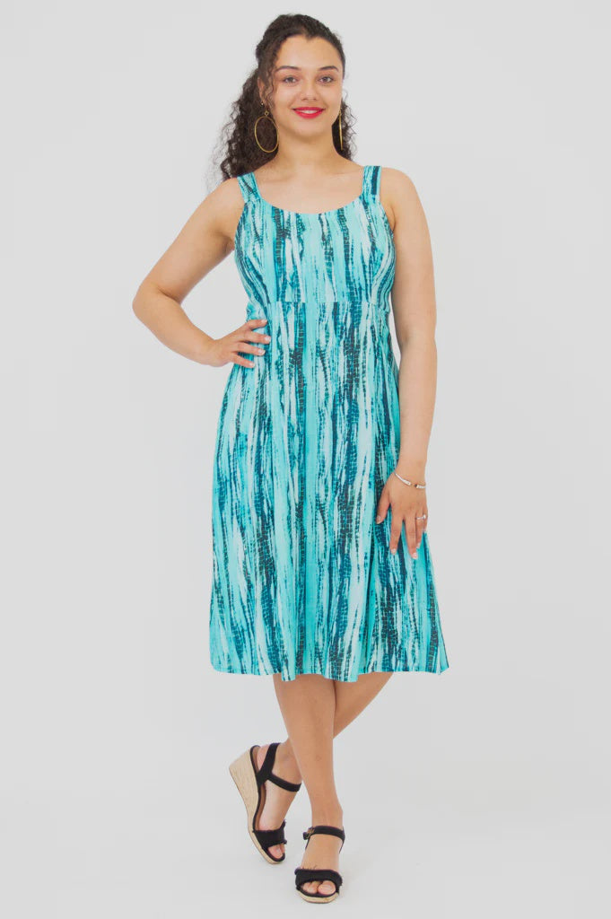 Shauna Dress in Teal Tie Dye