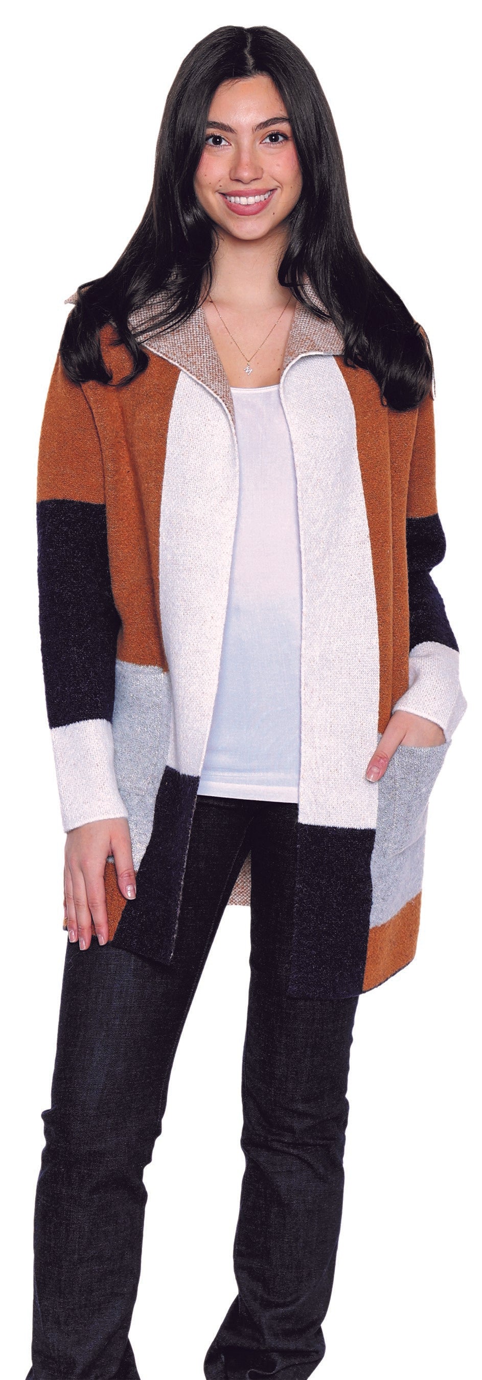 Colour Block Cardigan by Papa Fashions