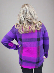 Plaid Jacquard Cowl Neck Sweater by Joseph Ribkoff