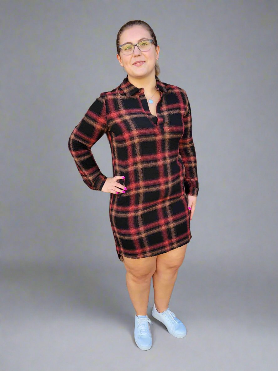 ROLL TAB SHIRT DRESS by Dex (available in plus sizes)