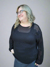 Load image into Gallery viewer, Black Floral Crochet Sweater by Dex (available in plus sizes)
