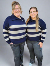 Load image into Gallery viewer, Striped Turtleneck Sweater with Zipper Detail by Charlie B
