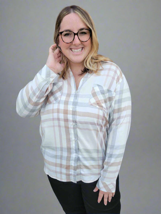 Soft Plaid Button-Down Shirt by Charlie B