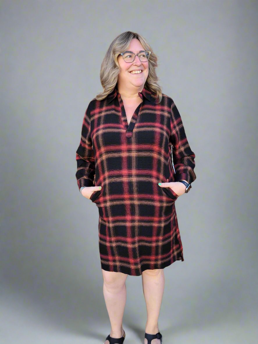 ROLL TAB SHIRT DRESS by Dex (available in plus sizes)