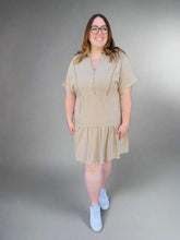Load image into Gallery viewer, LACE TRIM LINEN MINI DRESS by Dex (available in plus sizes)
