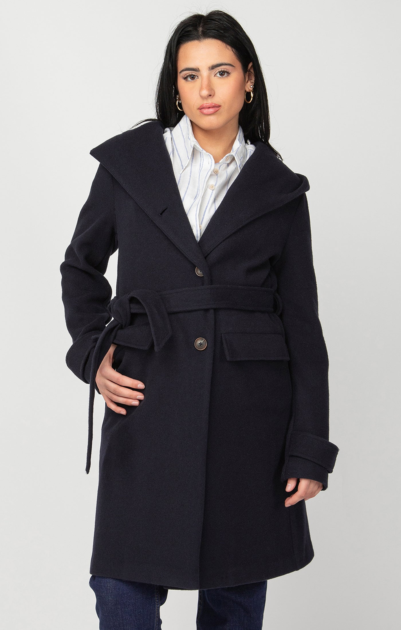 HOODED TRENCH COAT by Dex (available in plus sizes)