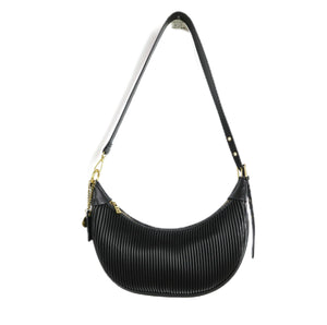 CRESCENT CROSSBODY BAG in Pleated Black