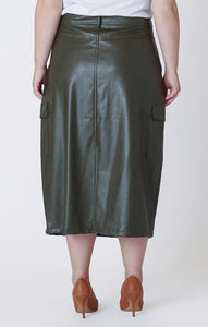 FAUX LEATHER CARGO MAXI SKIRT (available in plus sizes) by Dex