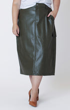 Load image into Gallery viewer, FAUX LEATHER CARGO MAXI SKIRT (available in plus sizes) by Dex
