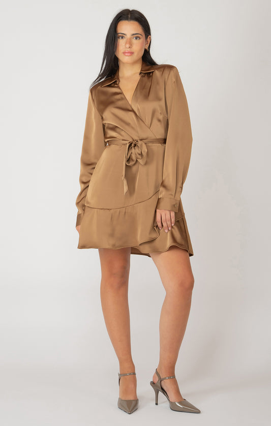 FLOUCE HEM WRAP MINI DRESS by Dex