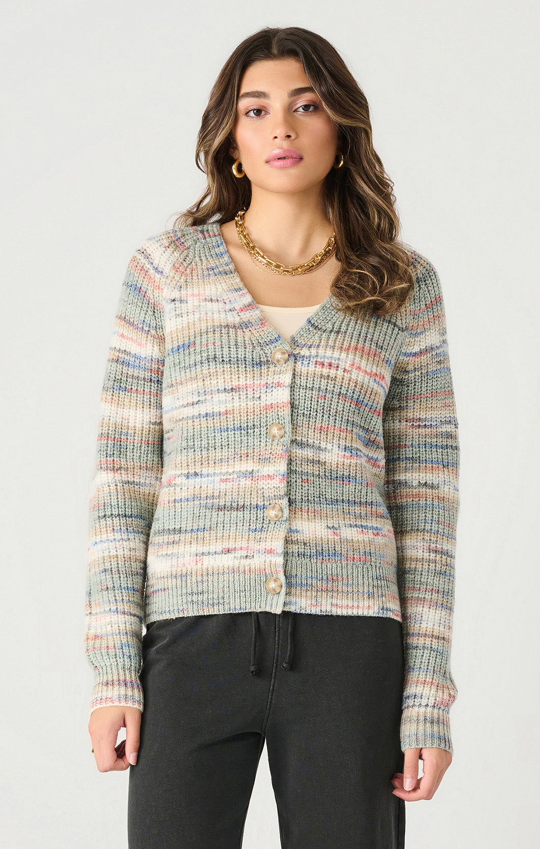 BUTTONED SPACEDYE CARDIGAN by Dex