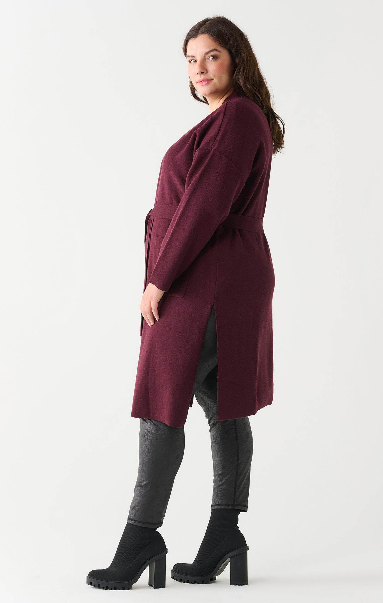 Plus size burgundy on sale cardigan