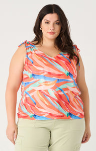 V-NECK TIE SHOULDER TOP by Dex (available in plus sizes)