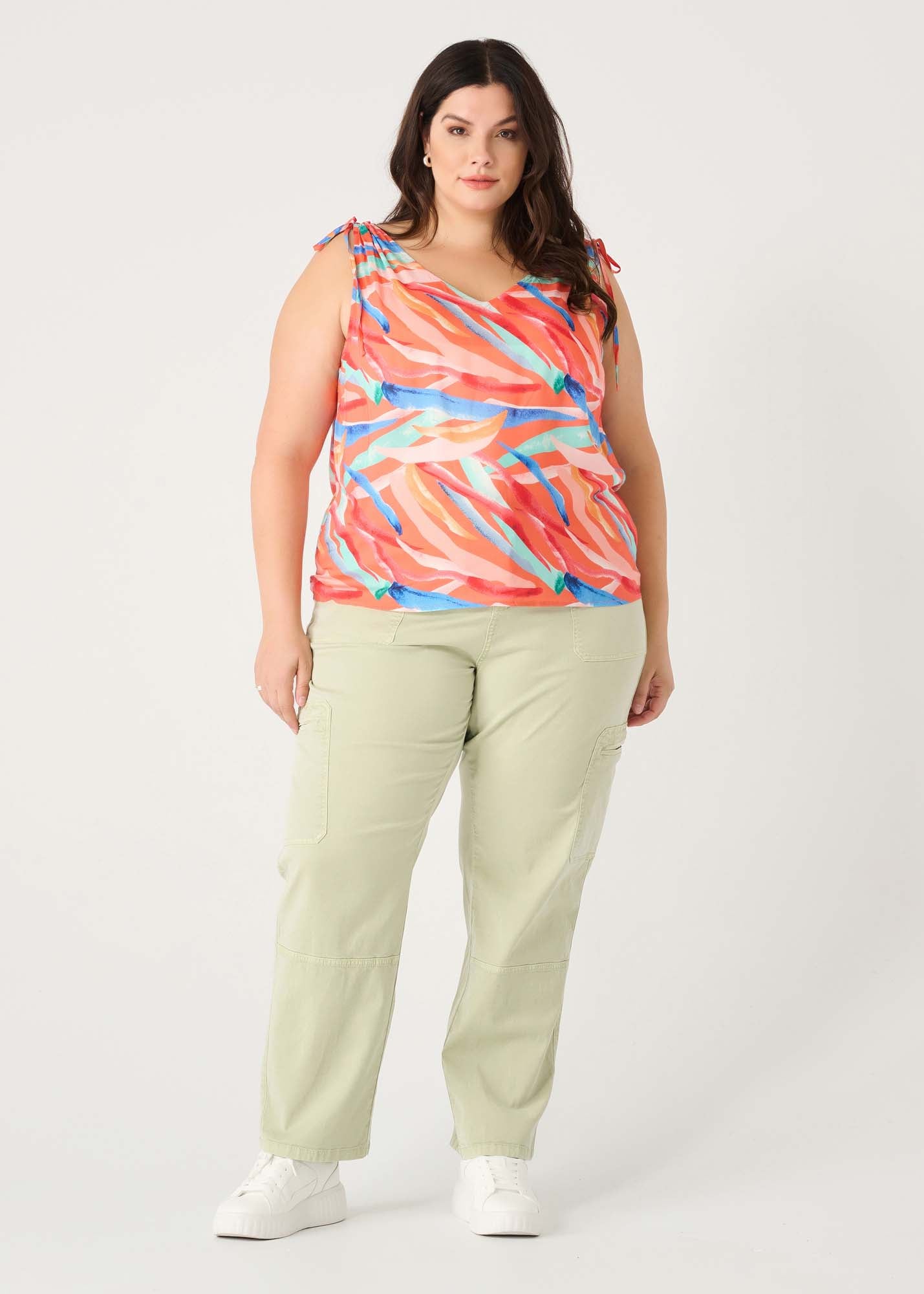 V-NECK TIE SHOULDER TOP by Dex (available in plus sizes)