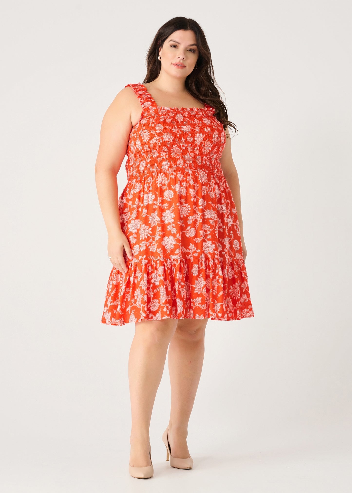 SMOCKED BODICE MINI DRESS by Dex (available in plus sizes)