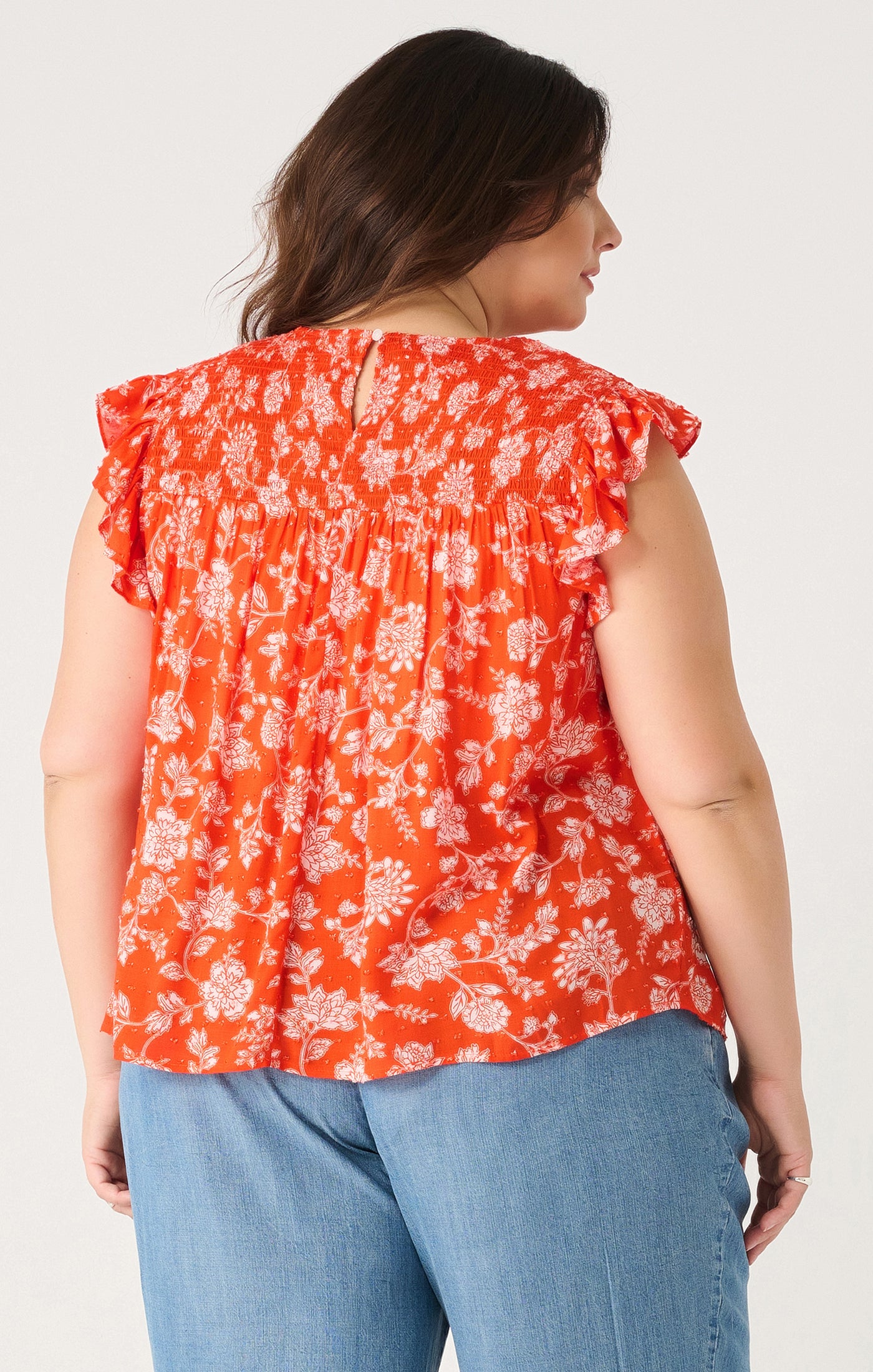 PRINTED FLUTTER SLEEVE TOP by Dex (available in plus sizes)