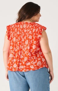 PRINTED FLUTTER SLEEVE TOP by Dex (available in plus sizes)