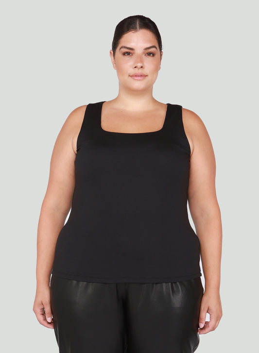 SQUARE NECK BLACK TANK by Dex (available in plus sizes)