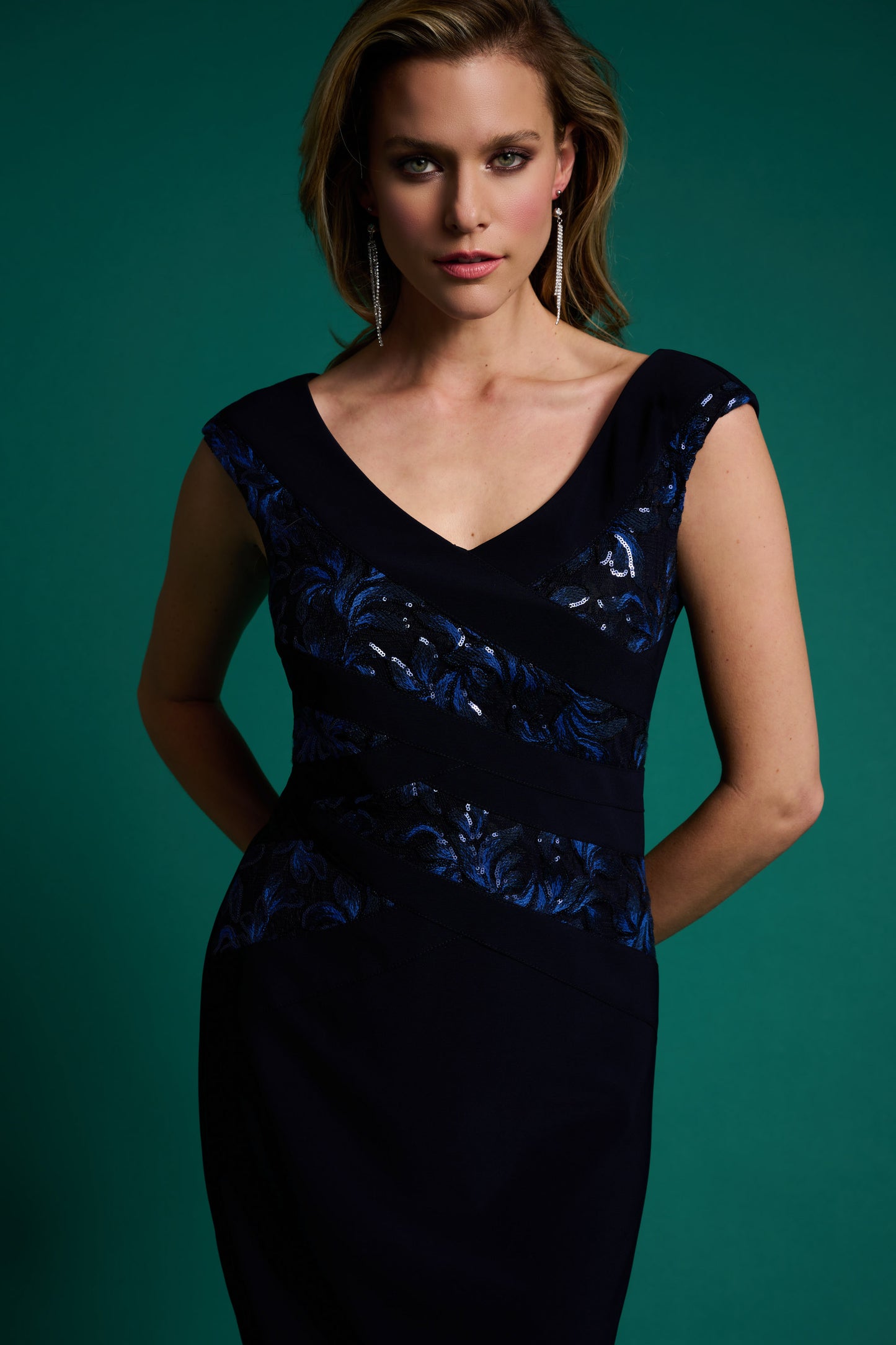 Stunning Navy Fitted Dress by Joseph Ribkoff (available in plus sizes)