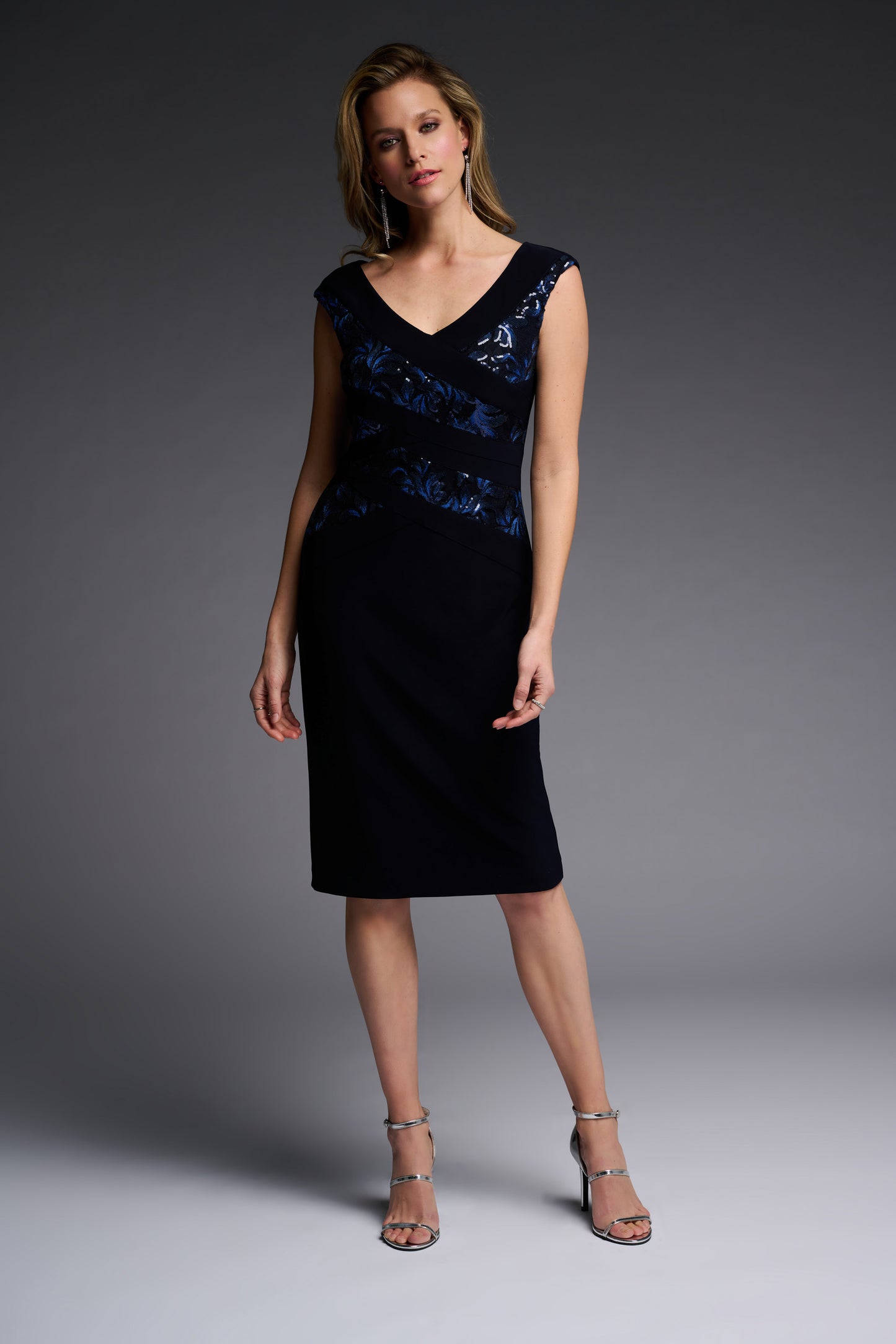 Stunning Navy Fitted Dress by Joseph Ribkoff (available in plus sizes)