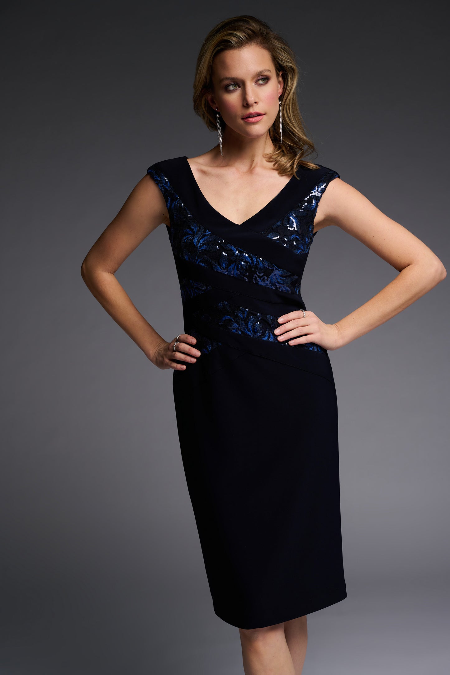 Stunning Navy Fitted Dress by Joseph Ribkoff (available in plus sizes)